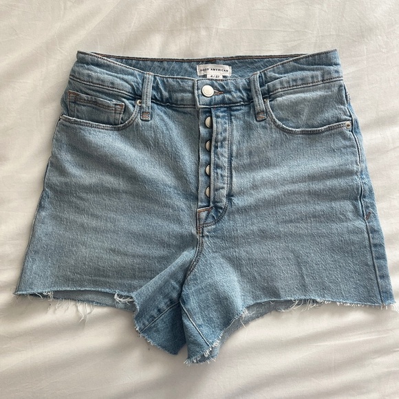 Good American Bombshell Denim Jean Short w/ Button Fly | Size 4/27 | Indigo Wash - Picture 2 of 10